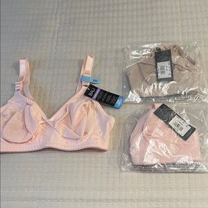 Lot of THREE Bali Classic Support Brand New Bras light pink & taupe 36C NWT